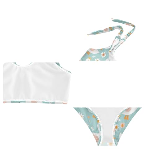 Wusikd White Ducks Girls Swimsuits Two Piece Crowns Daisies Swimwear Bikini Set for for Girls Size 3T4