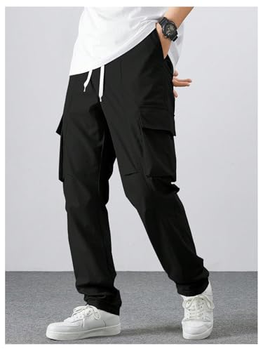 Verdusa Men's Cargo Pants Drawstring Waist Straight Leg Casual Trousers with Flap Pocket3