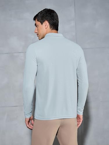 Image of TECHNOSPORT Men Polyester Slim Fit Polo Neck Full Sleeve Matpiq T-Shirt with Patch Pocket for Regular Use
