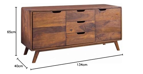Image of SHIKHA WOOD CRAFT Solid Sheesham Wood Sideboard Cabinet with 3 Drawers and 2 Doors Storage | Multipurpose Wooden Cupboard Furniture for Living Room, Bedroom, Hotel, and Kitchen (Natural Finish)