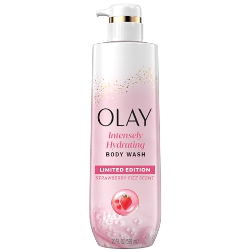 Olay Body Wash for Women, Intensely Hydrating, Pro-Hyaluronic Acid Serum Complex, Renews Moisture, Vitamin B3 Lameller Technology, For All Skin Types, Strawberry Summer Fizz Scent, 20 fl oz