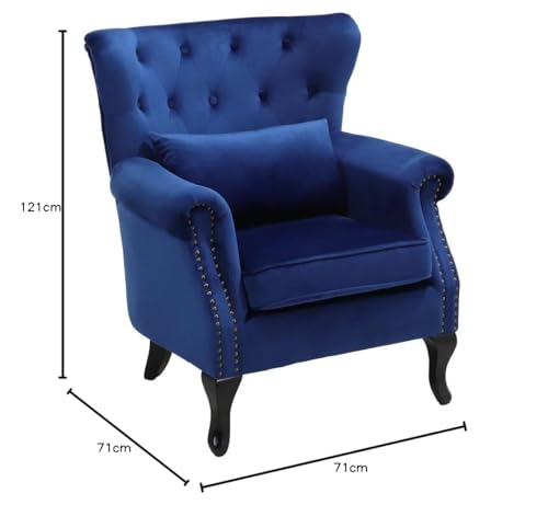 Image of Wingback Chair for Living Room one Seater Sofa |Luxury Rest Chair Arm Chair Sofa (Blue)