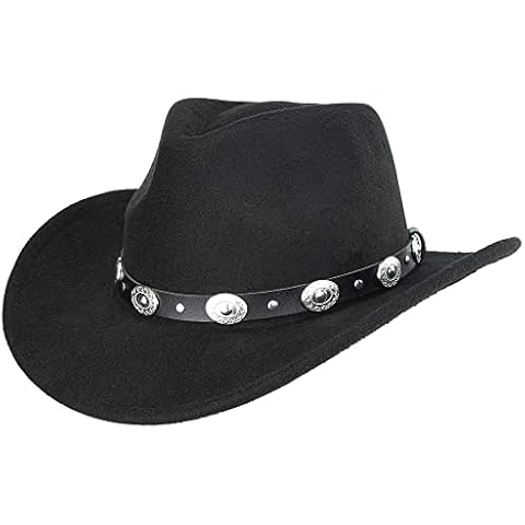 Classic Western-Cowboy-Hat Men Womens Wide Brim Cowgirl Hats Felt Fedora hat (S-M) Cover