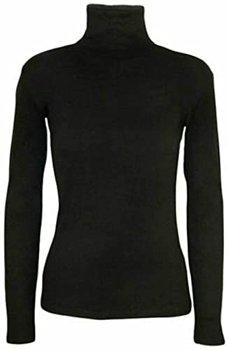 TrendyFashion Damen Rollkragenpullover, Stretch, langärmelig, einfarbig, Rollkragen, einfarbig, Schwarz, 46-48 Cover