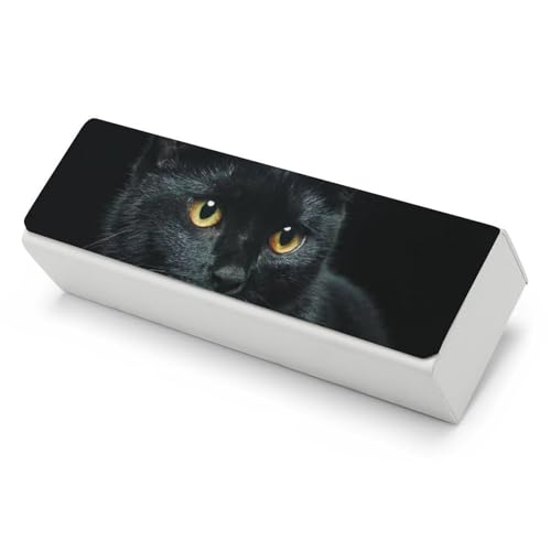Étui à lunettes de soleil homme femme rigide avec motif de chat noir