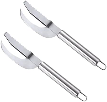 Ddassi （2pcs） Fish Scale Knife Cutting/Scraping/Digging 3 in 1, Stainless Steel 3 in 1 Fish Maw Knife, Multi-Function Serrated Fish Scaler, Fish Peeler, Belly Digging Fish Cleaning Tool