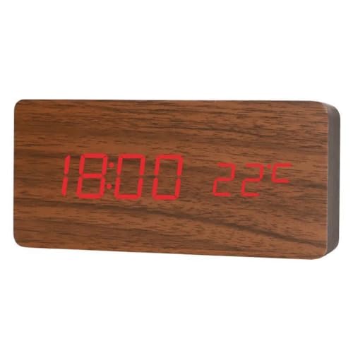 OGXN 影時計 目覚まし時計 電波時計 木製置き時計 投影デジタル時計 木製 木目調 木目デザイン 北欧風 オシャレ おしゃれ 静音設計 多機能 180° 調整可能 壁投影 天井投影 LED 時間表示 大画面 アラーム機能 明るさ調整 温度表示 湿度表示