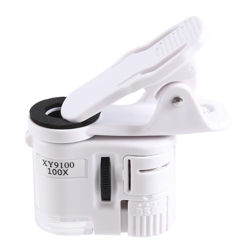 Luejnbogty 100X Zoom Clip-on Microscope with LED Light, Portable Magnifier Loupe Pocket Magnifying Lens Glass