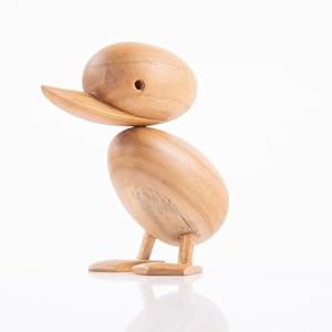 GIBOX Duckling Decorative Showpiece Wooden Baby Duck Decor Accent for Living Room Bird Figuirine for Office Table Unique Gift Item for Friends Family Statue Standard Beige (9.5x6x9.5 cm)