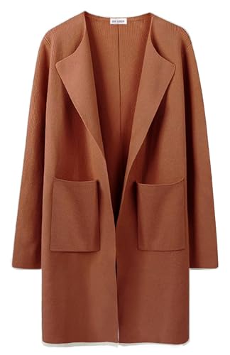 Gothden Women's Casual Open Front Cardigans Long Knit Sweaters Coat with Pockets
