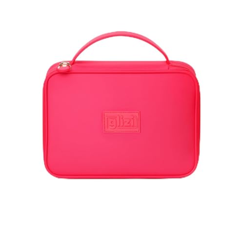 Glizi Estojo Box Escolar para 100 Lápis, com Alça, Necessaire Make, 32 Elásticos (Rosa Escuro)