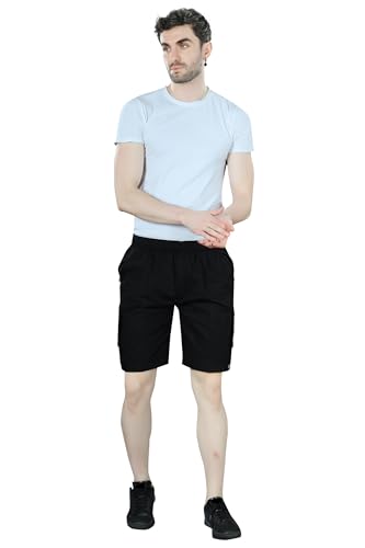 Image of Men Cotton Regular Fit Solid Short | 2 Zipper Pocket | 3 Button Pockets | Versatile Half Pants for Everyday -