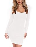 HIOINIEIY Women's Bodycon Dresses Long Sleeve Spring Fall Winter Boat Neck Party Club Night Tight...