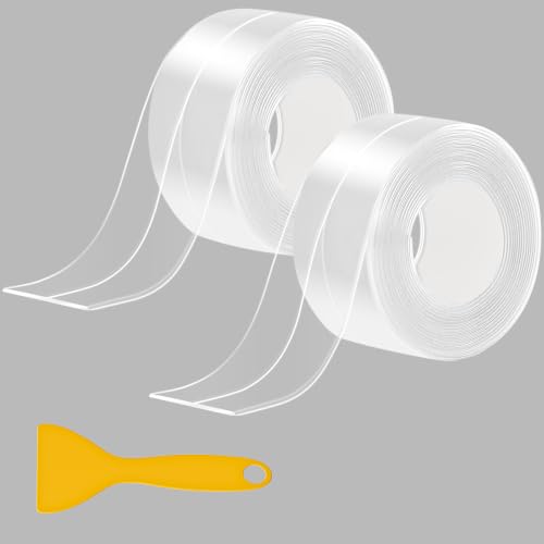 Image of Fixmend Clear Caulk Tape, 2 Roll Self Adhesive Caulk Strip Waterproof, Caulking Sealant Tape for Kitchen, Countertop, Bathroom, Sink, Shower, Bathtub, Toilet Edge Protector with Sealing Tool