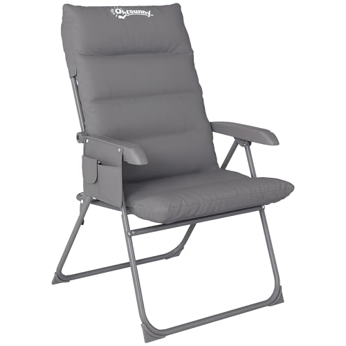 Outsunny Chaise Pliante Camping, Chaise de pêche avec siège rembourré, Dossier Haut réglable et...