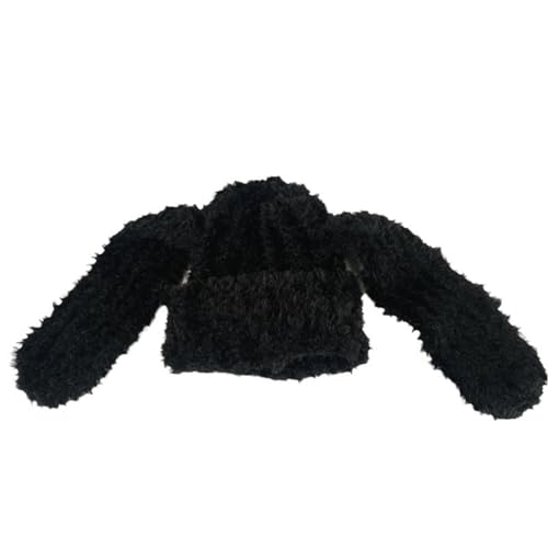 Earflap Hat Winter Knit Plush Long Skull Cosplay Party Hat for Kids Adult Windproof Headdress Black
