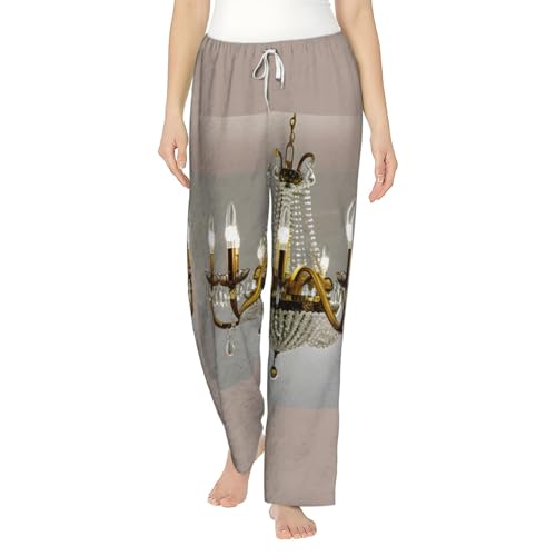 Pantalon de pyjama femme imprimé chandelier, le cadeau de vacances thermique et ultra confortable