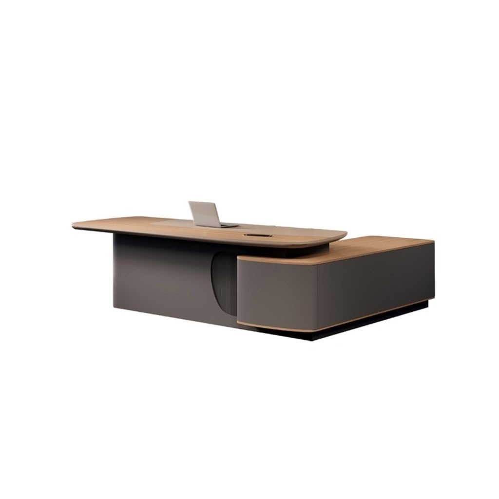 CHICKEN Computer Desk Sleek Executive Desk for Office Spacious L-Shaped Managerial Workstation with Retro Modern Style Standing Desk