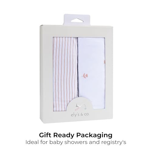 elys amp co pack and play sheets for miniportable crib 2 pack fitted playpen play yard sheet set compatible with graco pack n play for baby girls 100 cotton pink tulips and stripes 38x24x5