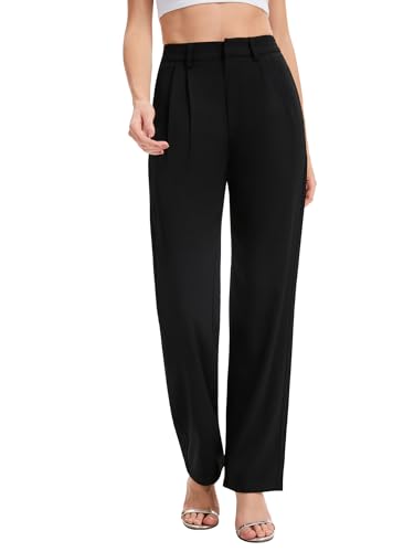 High Waisted Work Dress Pants for Women Straight Leg Business Casual Trousers with Pocket