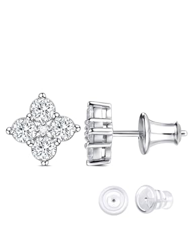 D Color VVS1 Clarity Moissanite Sparkle Stud Earrings for Women, Really Authentic Solid 925 Sterling Silver, Valentines Anniversary Birthday Mothers Day Jewelry, Ideal Gift for Her