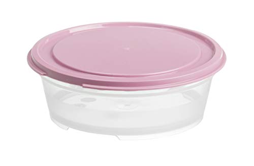 Matförvaring 0,3 L - BPA-Fri Lunchlåda - Lufttät med Lock - Livsmedelsgodkänd Plast - Genomskinlig/Rosa - Rund - 12 x 12 x 4,5 cm - Tillverkad i Finland - GastroMax