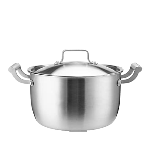 GAOBINGB Olla Multifuncional de 24 cm: Olla para Sopa de Acero Inoxidable de 5 Capas Espesada, Gran Capacidad con Tapa, Compatible con Todas Las Estufas, Elemento Esencial de Cocina Duradero.