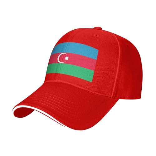 PUYhgb Drapeau de l'Azerbaïdjan imprimé casquette de baseball structurée unisexe casquette d'extérieur toutes saisons chapeau réglable respirant, Rouge, Taille unique