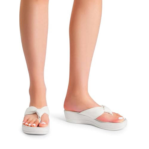 Image of DREAM PAIRS Platform Flip Flops for Women Cushioned Thong Sandals with Soft Eva Foam Insole Lightweight Lycra fabric Comfort Dressy Slides Slippers for Summer Beach