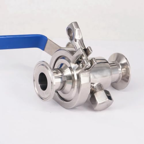 Válvula de bola de 1" con triple abrazadera para elaboración de cerveza y fluidos 25 mm 5