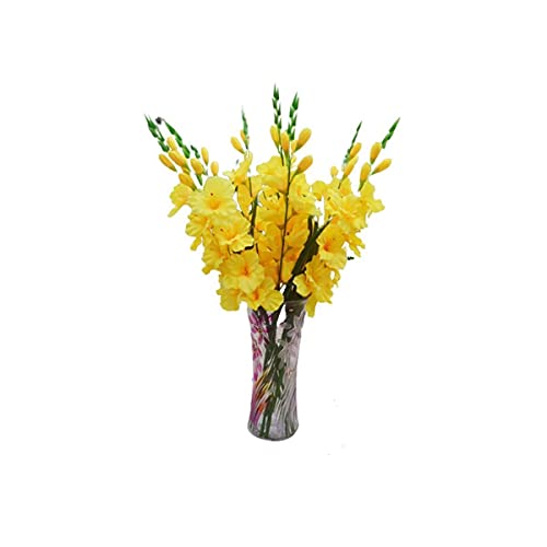 Kesio 5Pcs Artificial Flowers Gladiolus Silk Fake Flower for Kitchen Home Hall Yard Terrace Party Birthday Wedding DIY Bouquet Decoration(Yellow)