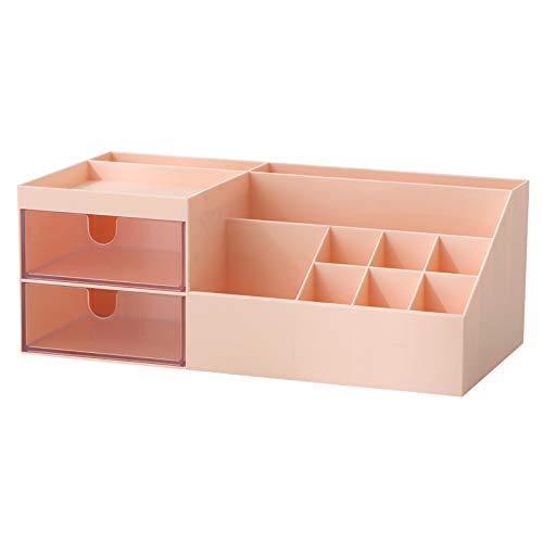 Makeup Organizer Multi-Purpose Plastic Tabletop Cabinet with Drawers for Jewelry,Makeup,Brushes,Lipsticks,Nail Polish Container Cosmetic Storage Box Makeup Display Holder (pink)