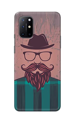 Image of PRINTFIDAA Man Icon with Beard Shirt Hipster Printed Designer Hard Case for OnePlus 8T Back Cover -(e) RPM1001