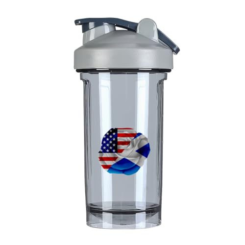Rose America And Scotland Scottish Flag 18 Ounce Shaker Cup,Fashion Theme Pattern Shaker Bottle Leak-proof Workout Shake Bottles 500ML/18 oz Perfect for Pre Workout Gray 0