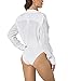 Zoye Chen Women’s Bikini Swimsuit Cover Up, Button Down V Neck Beach Shirts,Long Sleeve Beach Coverups Beachwear for Women (White, X-Large)