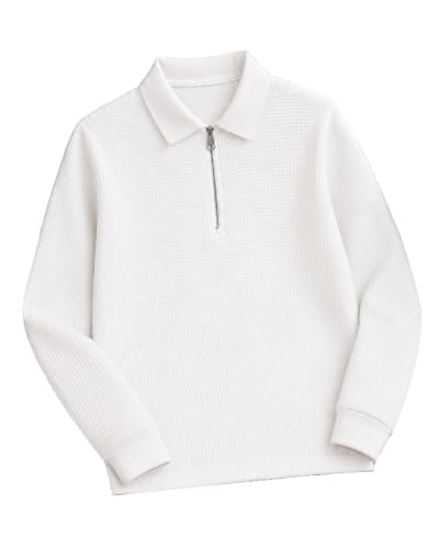 Image of AUSK Men's Waffle Knit Textured Full Sleeve Polo T-Shirt | Cotton Blend Regular Fit Zip Polo Neck Solid Smart Casual T Shirt for Men | Casual Wear, Travel & Weekend Wear Tshirt for Men