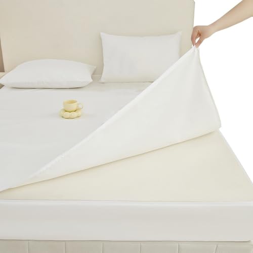 Funda de Colchón 6 Lados con Cremallera – Protector Transpirable e Antiacaros, Cubrecolchón con Tapa Superior Desmontable, Incluye 2 Fundas de Almohada, Lavable(Blanco,140x200x15cm)