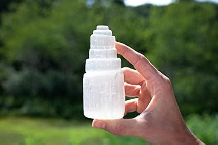 MAUTIK SADIWALA Vastu/Feng Shui Natural Selenite Crystal/Stone Tower for Reiki Healing, Natural Selenite Crystal Wands