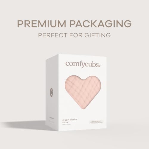 Image of Comfy Cubs Muslin Blanket for Adults King 108 inch x 90 inch - 6 Layer Soft, Breathable & Lightweight Muslin Adult Blanket - Machine Washable & Designed in The US Bedding for All Seasons - Blush