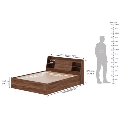 Image of Wakefit Bed | 1 Yr Warranty | Bed Queen Size, Comes with Storage Box, Noise Free, Density: 680-750 kg /m, Termite & Borer Resistant, Fits Mattresses Up to 8 Inches(Leo 75 x 60 - Columbian Walnut)