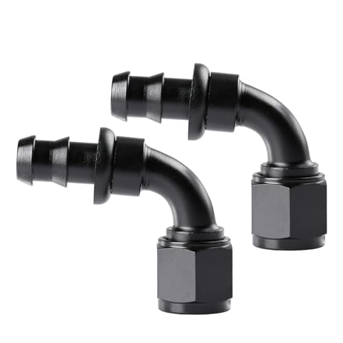 Ucreative 8AN 90 Degree Push Lock Hose Fitting End Black 2PCS