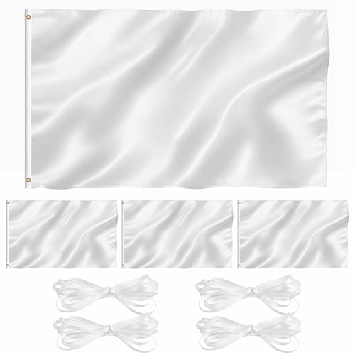 ZenNex Blank White Flag 3x5 Feet DIY Blank Flag Plain White Flag 100D Polyester Canvas Header and Double Stitched with Brass Grommets (1)