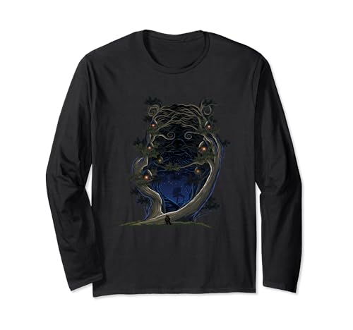 T-shirt Star Wars Ewok long sleeve imprimé paysage village forêt Endor