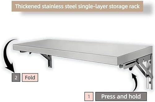 Wall Mounted Folding Workbench Stainless SteeSaving Desk for JNHWll Home Office (16"x12" 40x30cm) – Versatile &