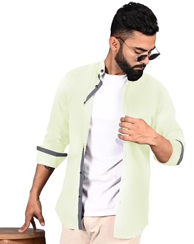 Image of Pinkmint Shirt for Men Cotton Spread Collar Button Down Long Sleeve Shirt Home, Regular, Home (Pack of 1) Purple