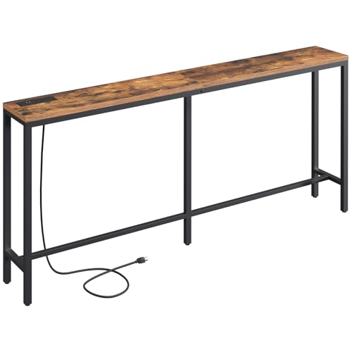 MAHANCRIS 70.9'' Console Table with Power Outlet, Narrow Sofa Table, Industrial Entryway Table with...
