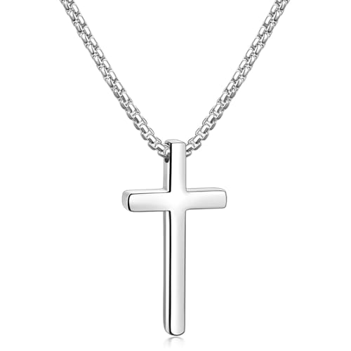Hshenjhu Collar Cruz, Colgante Cruz Cadena Acero Inoxidable,