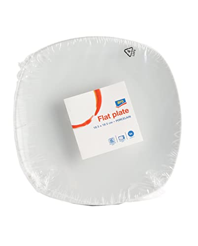 aro Lot de 6 assiettes à dessert carrées Porcelaine Blanc 19 cm