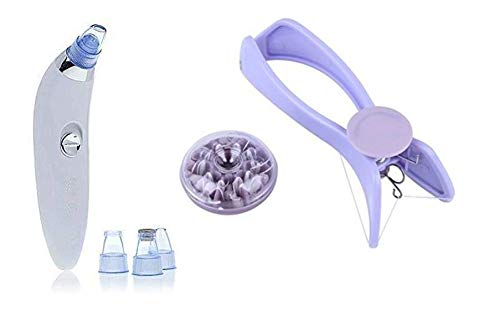 J.K JOFRAKING Blackhead Remover Pore Vacuum Cleaning Tool Pimple Sucker & Facial Cleanser Device for Pores Nose Skin and Silique Face and Body Hair Removal Thread System Epilator Kit