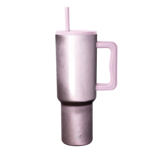 Image of Simple Modern 40 oz Trek Tumbler with Handle and Straw Lid | Cup Holder Friendly Insulated Stainless Steel Travel Mug | Strawberry Milk Cateye